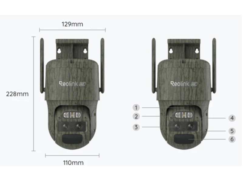 Kamera obrotowa LTE 4G na kartę SIM Reolink Trackmix G770 Camouflage 8Mpx Zoom Analityka Śledzenie AKUMULATOROWA
