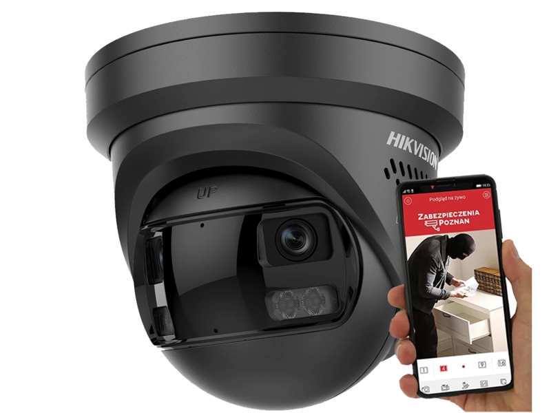Kamera panoramiczna IP Hikvision DS-2CD2387G3P-LIS2UY/SL-BLACK (180°) 8MPx IR + LED Smart Hybrid Light / ColorVu 180°