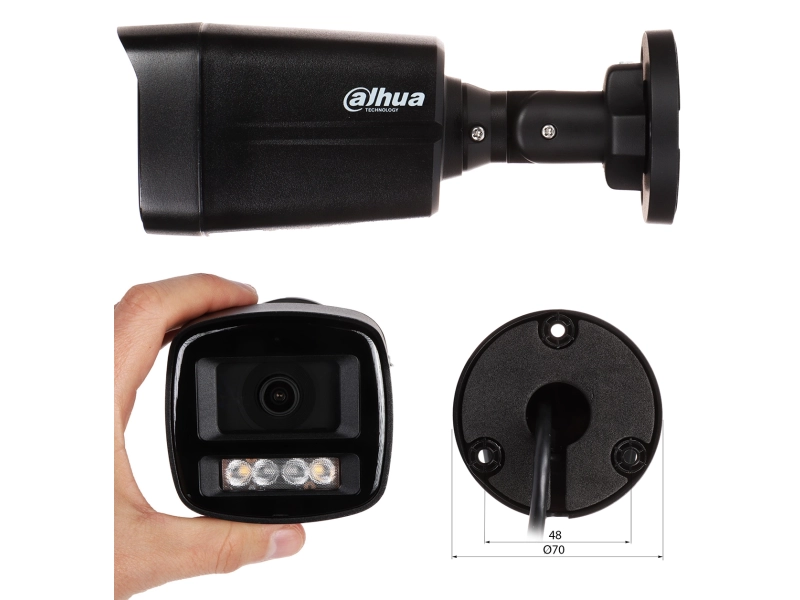 Monitoring Dahua 5 kamer IPC-HFW1439TL1-A-IL-Black Smart Dual Light + Rejestrator + Dysk + Switch PoE