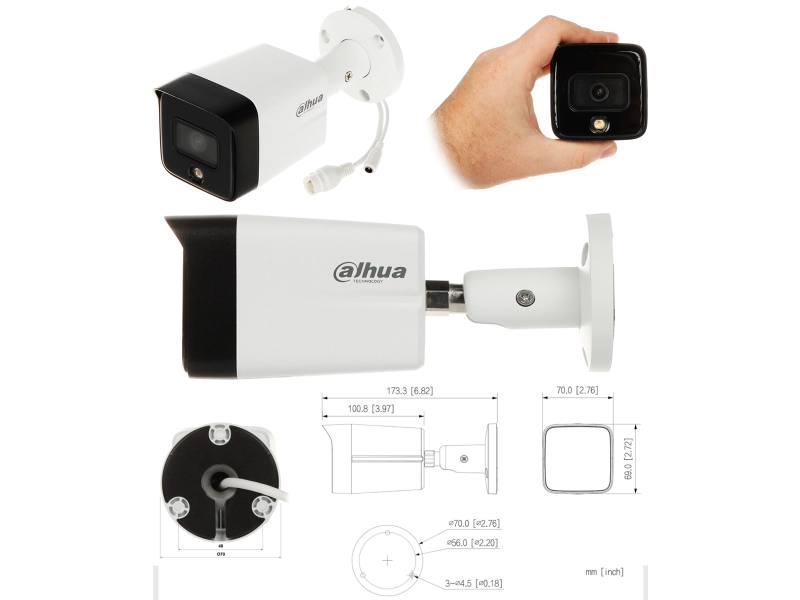 Zestaw monitoringu IP domu 6x kamera 8MPx Dahua IPC-HFW1839TC-A-IL-0280B-S6 Oświetlacz Smart IR + LED