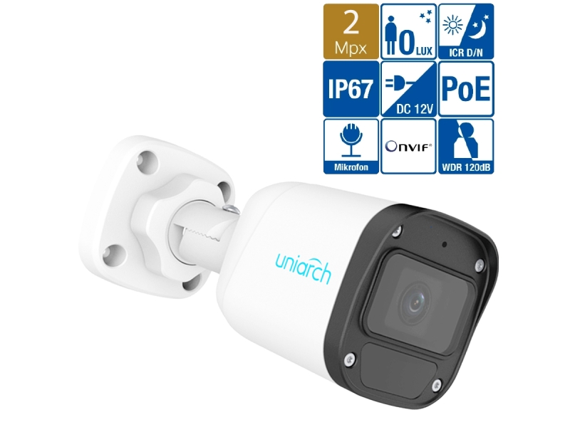 Kamera tubowa IP Uniarch IPC-B122-APF28 2Mpx Aplikacja IR30 PoE Mikrofon