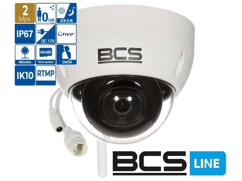 Kamera WiFi streaming BCS-L-DIP12FSR3-W z serii BCS LINE 2MPx Podczerwień IR30 MicroSD RTMP