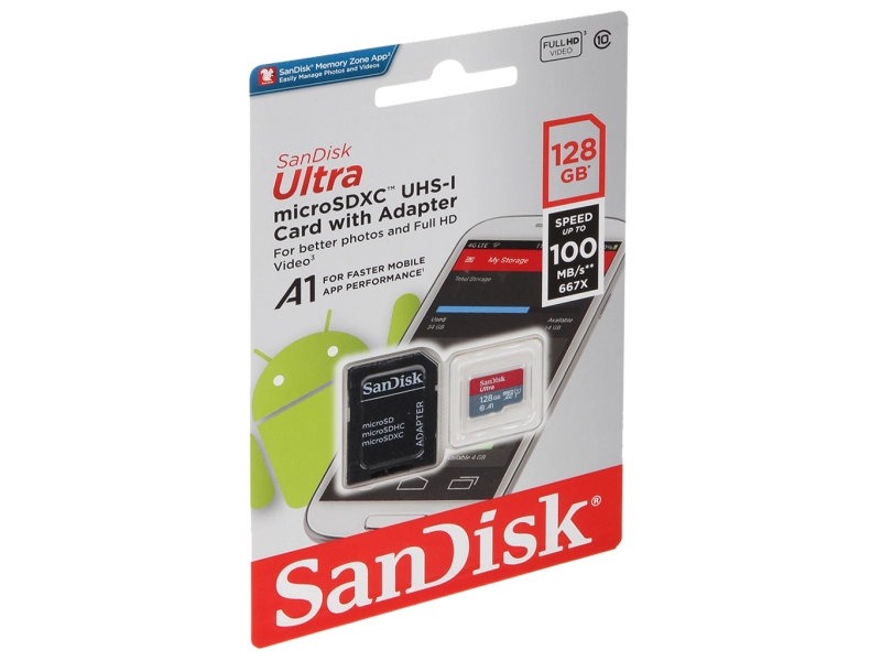 Karta pamięci MicroSD 128GB SANDISK + adapter