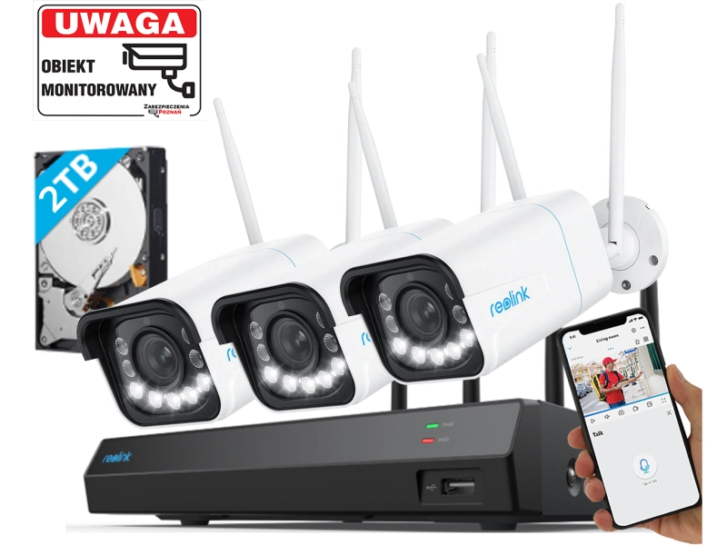 Zestaw kamer WiFi 4K z obiektywem MotoZoom Reolink 3x kamera W430 8Mpx Smart Detekcja Mikrofon