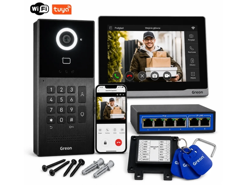 Wideodomofon IP Greon GR-IS2IPS + GR-OS10K(G) Android 10 WiFi Tuya RFID