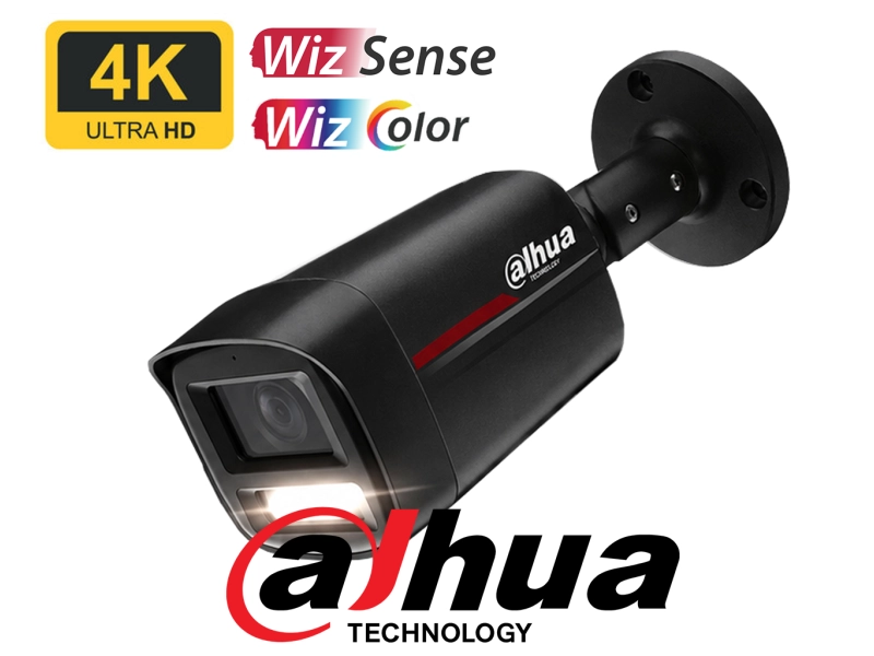 Kamera IP DAHUA IPC-HFW2849TL-S-LED-0280B-PRO-BLACK 8MPx WizSense WizColor SMD PLUS Mikrofon