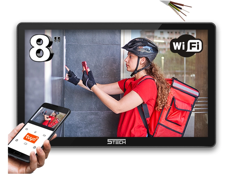 Monitor do Wideodomofonu 5tech VERUS One Plus 8" Czarny Wi-Fi Aplikacja