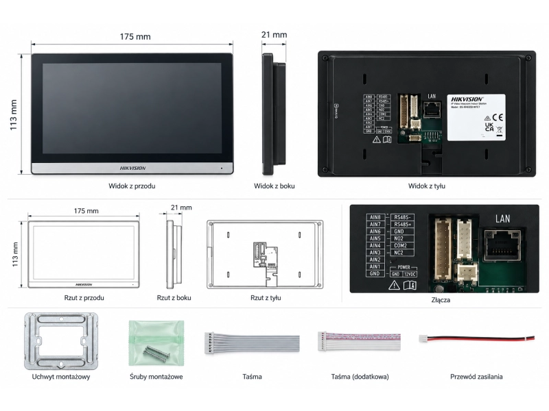 Monitor do wideodomofonu IP Hikvision DS-KH6350-WTE1 7
