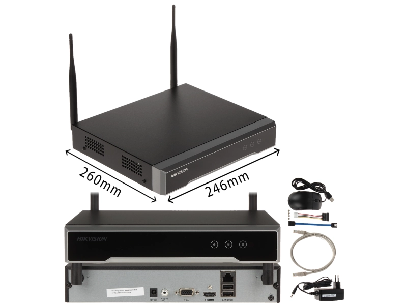 Monitoring podwórka na 3 kamery IP WiFi Hikvision DS-2CV2121G2-IDW 2MPx Detekcja ruchu MicroSD Aplikacja