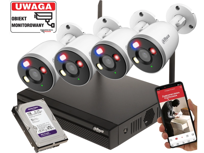 Monitoring domu WiFi 4 kamery Dahua F5D-PV-0280B 5MPx Smart Dual Light, Mikrofon, Głośnik