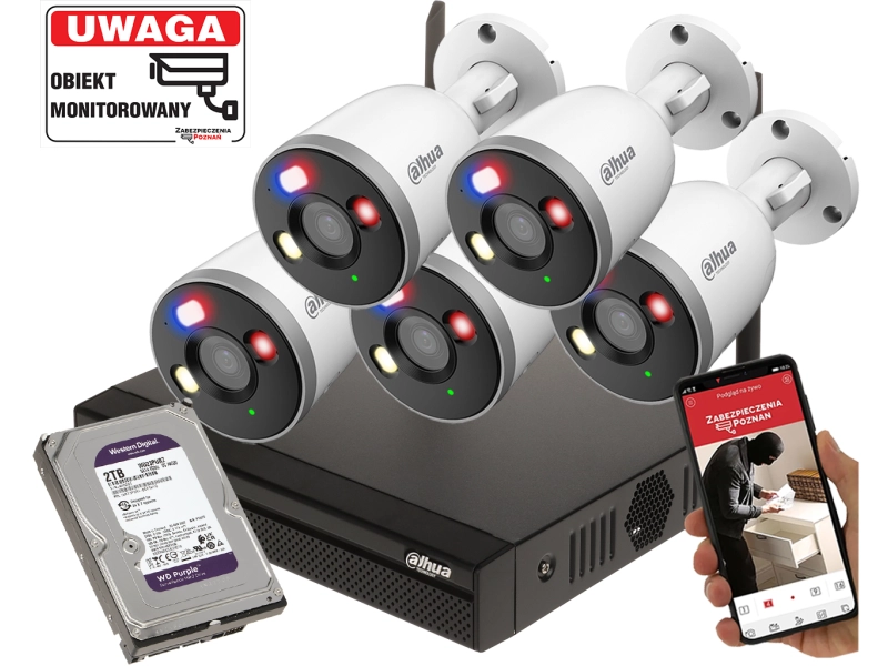 Zestaw monitoringu WiFi 5 kamer Dahua F5D-PV-0280B 5MPx Smart Dual Light, Mikrofon, Głośnik