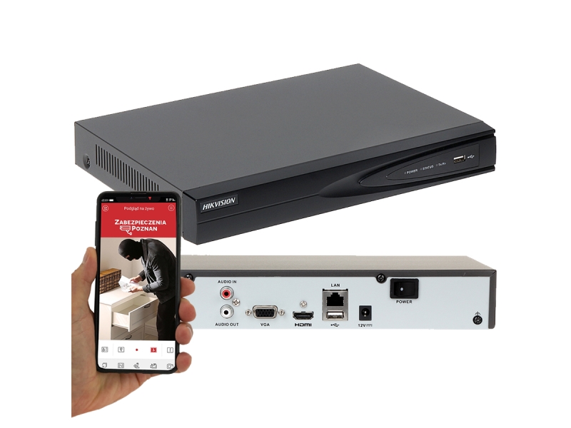 Monitoring magazynu rejestrator IP Hikvision na 8 kamer IP do 8Mpx