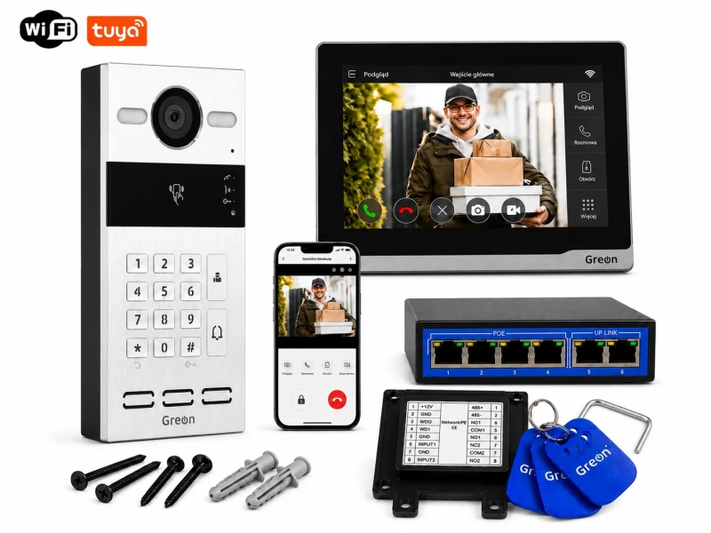 Wideodomofon IP Greon GR-IS2IPS + GR-OS10K Android 10 WiFi Tuya RFID