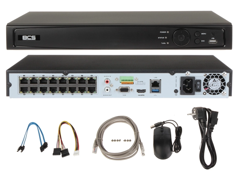 Rejestrator BCS-V-NVR1602-4K-16P VIEW na 16 kamer IP do 12MPx Switch POE