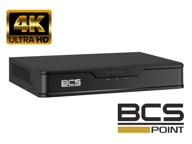 Rejestrator IP BCS-P-NVR0401-4KE-4P-III PoE SERIA BCS POINT Analityka na 4 kamer IP do 8MPx
