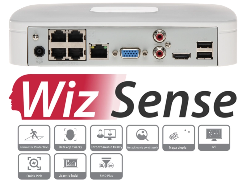 Rejestrator IP PoE NVR4104-P-EI Dahua na 4 kamery IP do 16 Mpx Analityka AI SMD+ WizSense