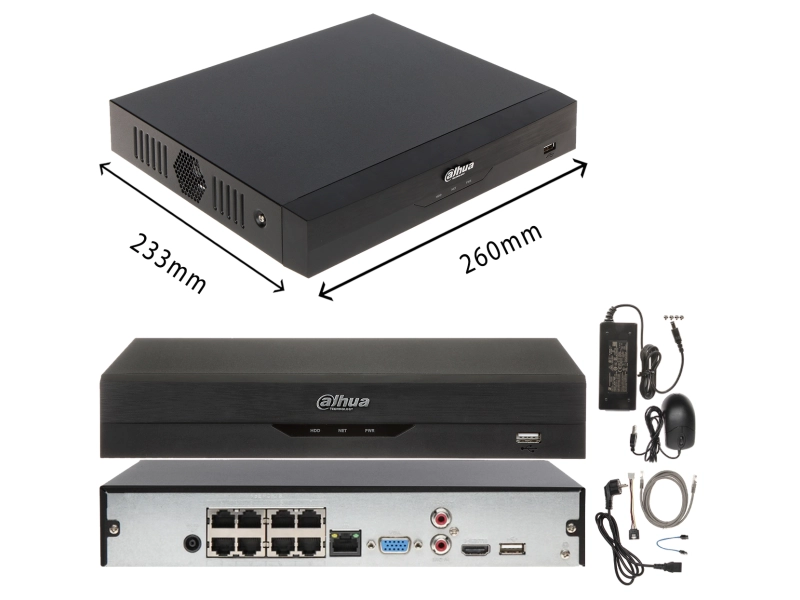 Rejestrator POE Dahua NVR4108HS-8P-EI na 8 kamer IP do 16 Mpx Analityka AI SMD+ WizSense