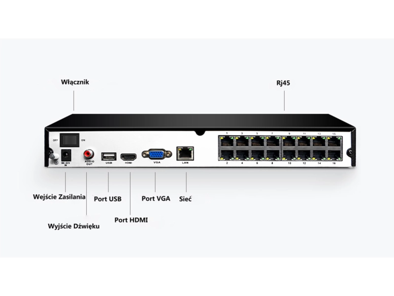 Rejestrator POE Reolink NVS16 Dysk 4TB na 16 kamer IP do 12 Mpx