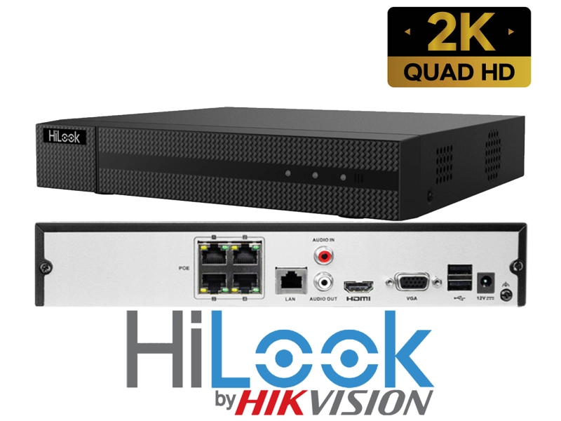 Rejestrator sieciowy IP HiLook Hikvision NVR-4CH-5MP/4P na 4 kamery IP do 5 Mpx