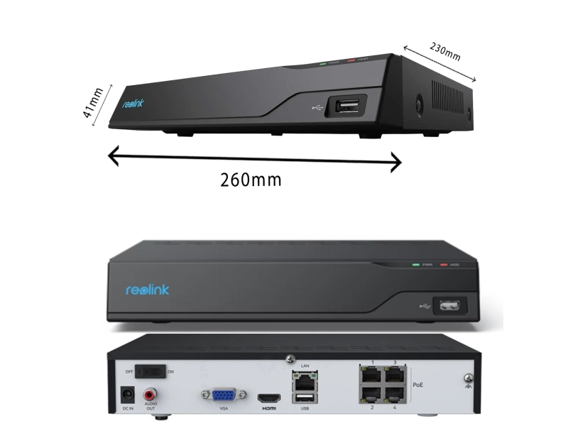 Rejestrator POE Reolink NVS4 na 4 kamery IP do 12 Mpx