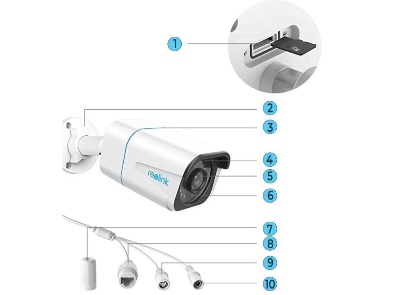 Monitoring Domu Reolink 6 czarnych kamer zewnętrznych IP RLC-810A 8Mpx 4K + Rejestrator PoE + Dysk 2TB