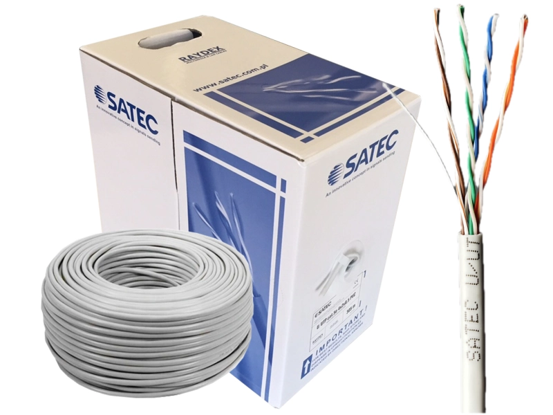 Skrętka przewód kabel wewnętrzny suchy SATEC Raydex UTP kat.5E (skrętka 4x2xAWG24) 100m Biały