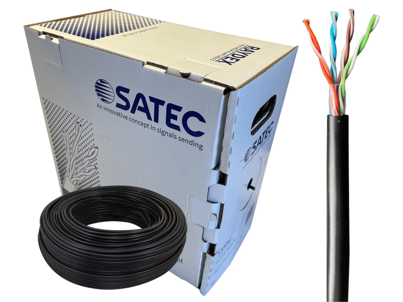 Skrętka przewód kabel zewnętrzny SATEC Raydex PE UTP kat.5E (skrętka 4x2xAWG24) 305m Czarny