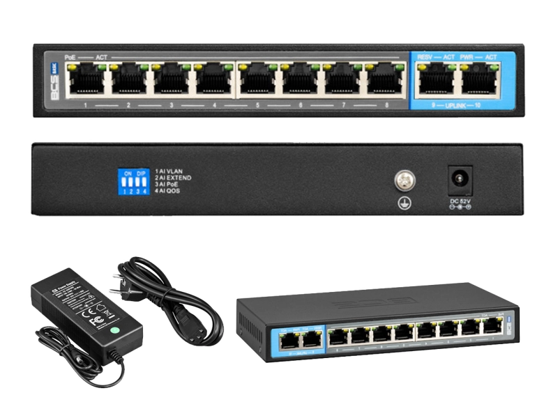 Switch POE BCS BCS-B-SP0802 10 portów 10/100MB LAN