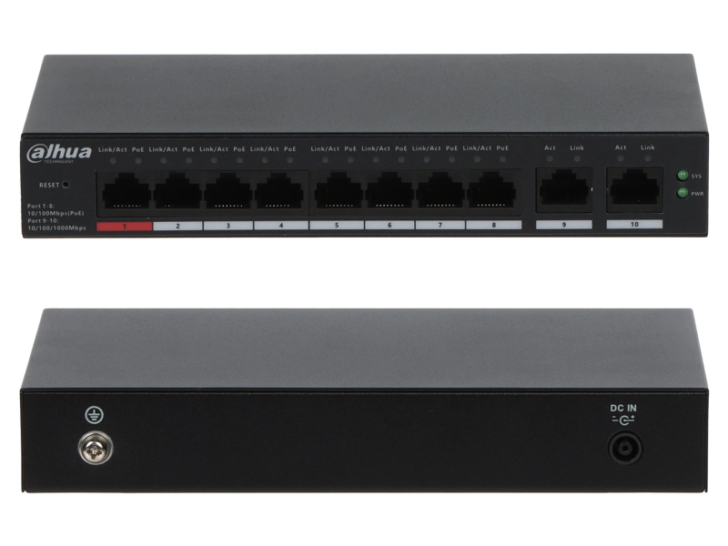 Switch POE CS4010-8ET-110 8-PORTOWY DAHUA 2x UPLINK ZARZĄDZALNY