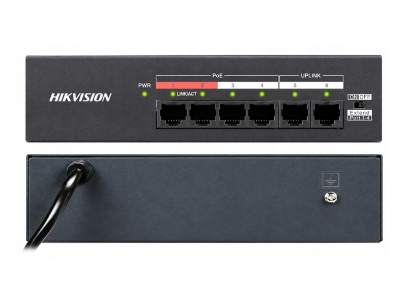 Switch PoE DS-XS06-P 4-PORTOWY Hikvision do monitoringu