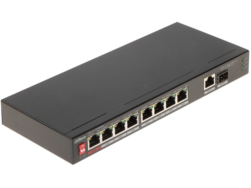 Switch POE PFS3110-8ET1GT1GF-96 8-PORTOWY DAHUA 2x UPLINK SFP