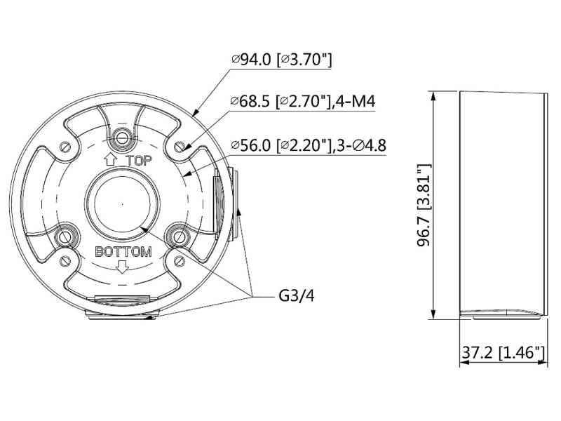 UCHWYT SUFITOWY DO KAMER KULISTYCH PFA13A-E-BLACK DAHUA