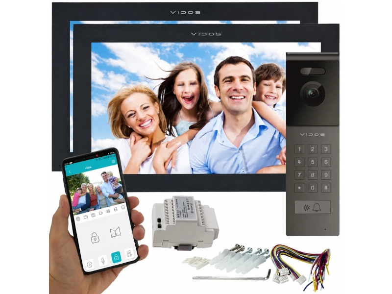 Wideodomofon jednorodzinny WIFI Vidos X M14B-X + S12D 2 duże monitory Android Podczerwień MicroSD