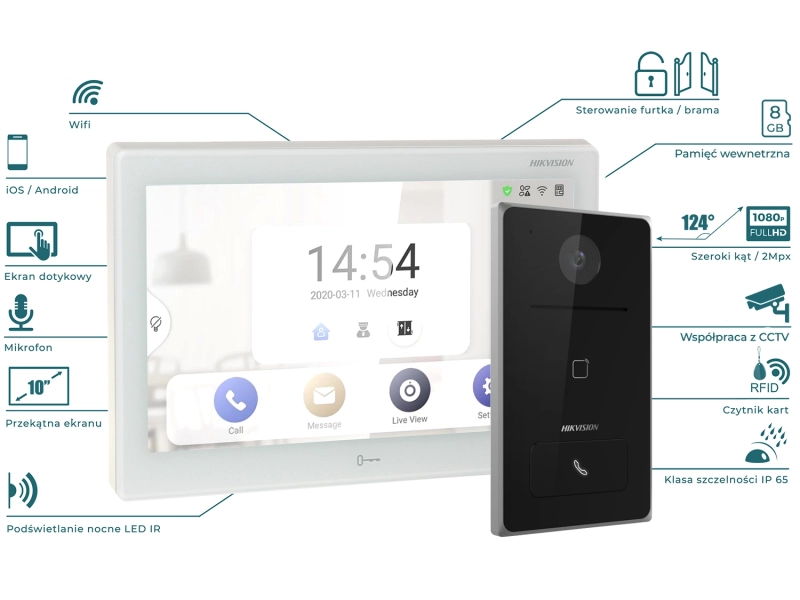 Wideodomofon WiFi IP Hikvision Monitor 10