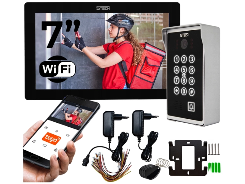 Wideodomofon WIFI 5tech IP Monitor 7" Telefon Czytnik Kart