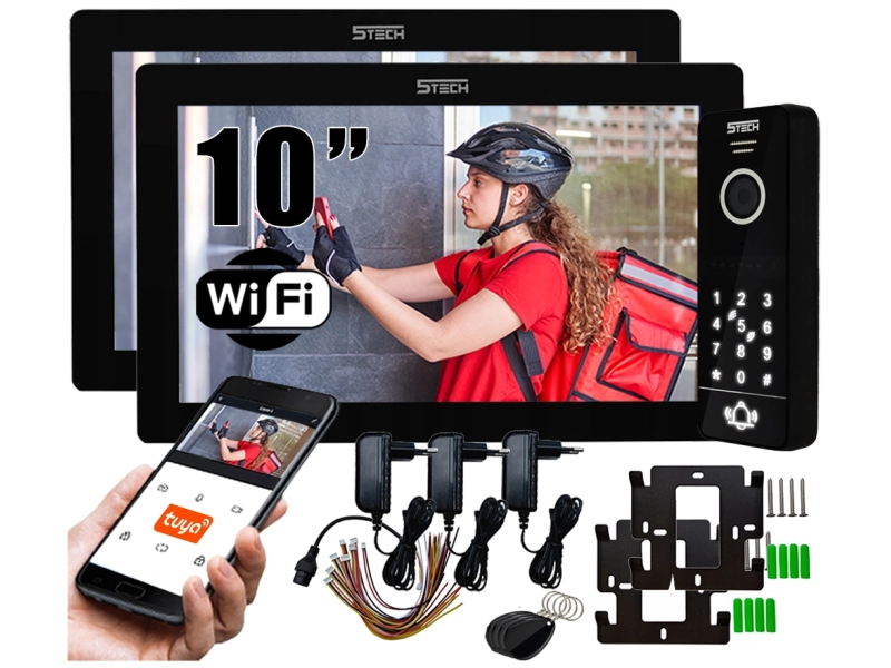 Wideodomofon WIFI 5tech 2xVerus(B) 10" 84207 FullHD Telefon Podczerwień MicroSD