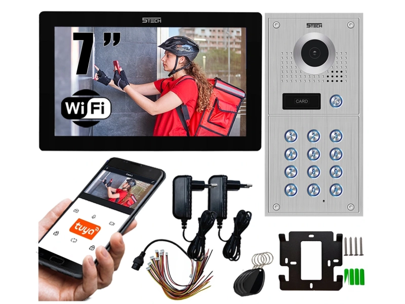 Wideodomofon WIFI 5tech Monitor 7" Stacja 84222 Android iOS Czytnik Kart Kąt 170°