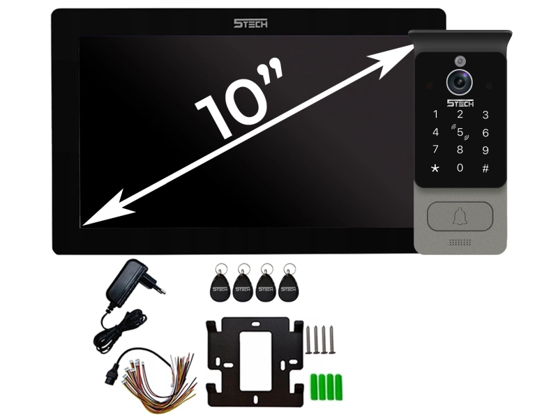 Wideodomofon do domu natynkowy 2-żyłowy WiFi 5Tech 82228 Virgo Plus Podświetlany szyfrator, kąt widzenia 160°, czytnik zbliżeniowy Aplikacja Tyua