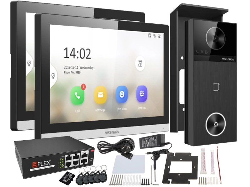Wideodomofon Hikvision zestaw IP DS-KIS610-P/2 Kamera 2K 4Mpx WiFi Czytnik Breloków Mifare