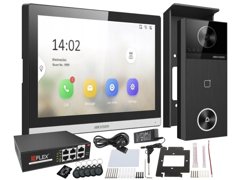 Wideodomofon Hikvision zestaw IP DS-KIS610-P Kamera 2K 4Mpx WiFi Czytnik Breloków Mifare