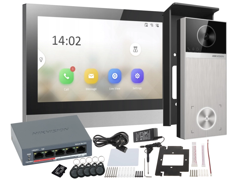 Wideodomofon Hikvision zestaw IP DS-KIS613-S Kamera 2K 4Mpx WiFi Czytnik Breloków Mifare