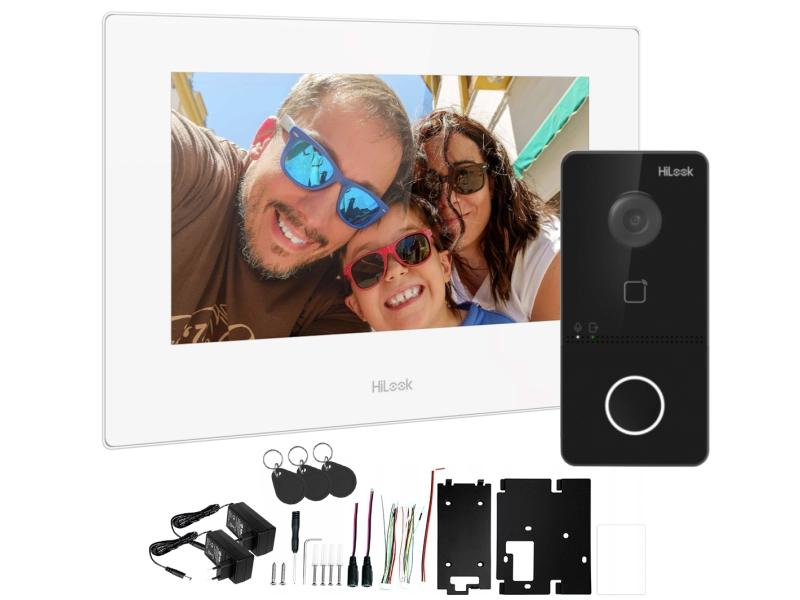 Wideodomofon HiLook IP-VIS-SLIM-W Zestaw WiFi  Mifare MicroSD Kąt 129°