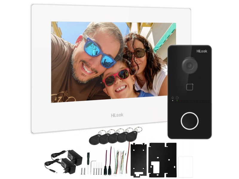 Wideodomofon HiLook IP-VIS-SLIM-W Zestaw WiFi  Mifare MicroSD Kąt 129°