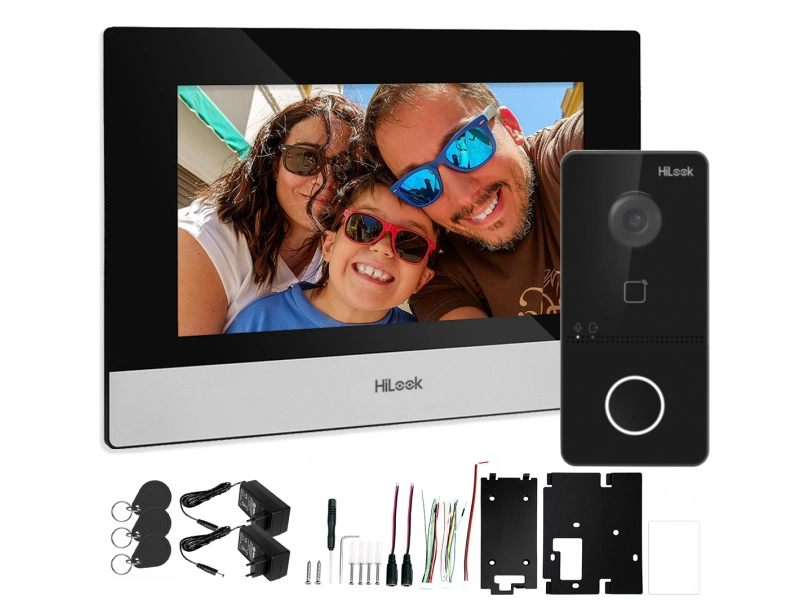 Wideodomofon HiLook IP-VIS-SLIM Zestaw WiFi  Mifare MicroSD Kąt 129°