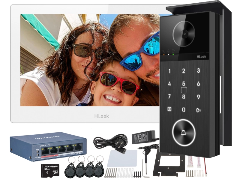 Wideodomofon IP HiLook by Hikvision zestaw IP-VIS-PRO-K-W Kamera 2K 4Mpx WiFi Szyfrator Czytnik Breloków Mifare