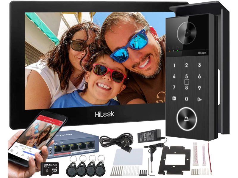 Wideodomofon IP HiLook by Hikvision zestaw IP-VIS-PRO-K Kamera 2K 4Mpx WiFi Szyfrator Czytnik Breloków Mifare