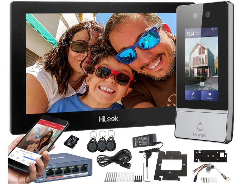 Wideodomofon IP HiLook by Hikvision zestaw IP-VIS-ULTRA Podówjna kamera 2x2 Mpx WiFi Szyfrator Czytnik Breloków Mifare