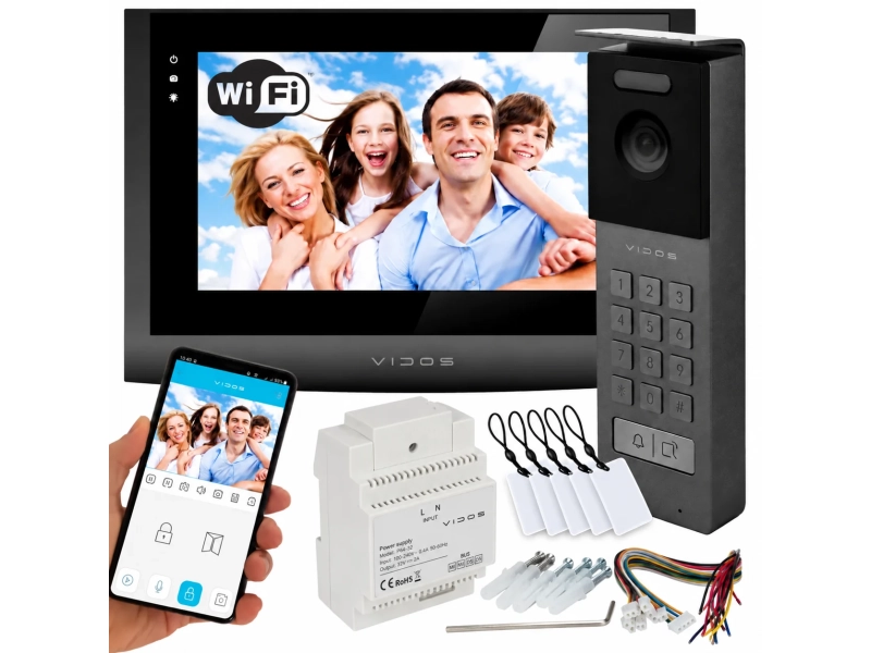Wideodomofon 2IP 2 żyłowy Vidos M200B-X + S202 v2 Android Czytnik zblizeniowy MicroSD