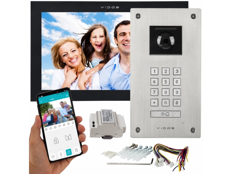 Wideodomofon podtynkowy Vidos Stacja S14D duży monitor M14B-X WiFi Android FHD