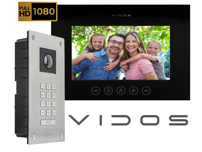 Wideodomofon Vidos X stacja bramowa z szyfratorem S14D (podtynkowa) oraz monitor M11B-X WiFi Android FHD